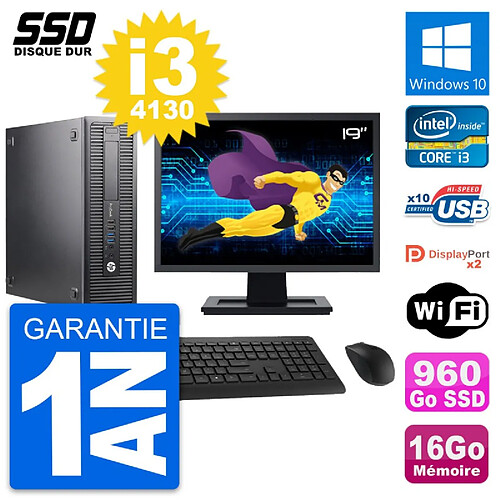 PC HP 600 G1 SFF Ecran 19" Intel Core i3-4130 RAM 16Go SSD 960Go Windows 10 Wifi · Occasion