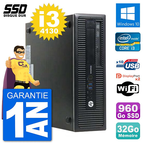 PC HP EliteDesk 800 G1 Core i3-4130 RAM 32Go SSD 960Go Windows 10 Wifi · Occasion