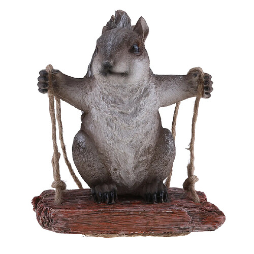 résine simulation swing animal figurine jardin ornement décor gris écureuil