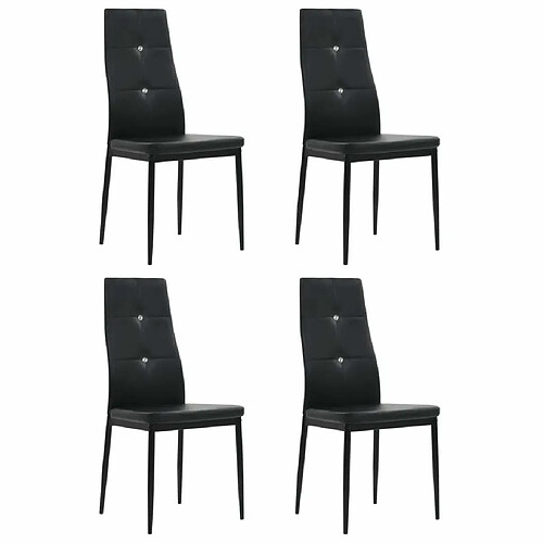 Maison Chic Lot de 4 Chaises à manger,Chaise pour cuisine noir similicuir -MN59180