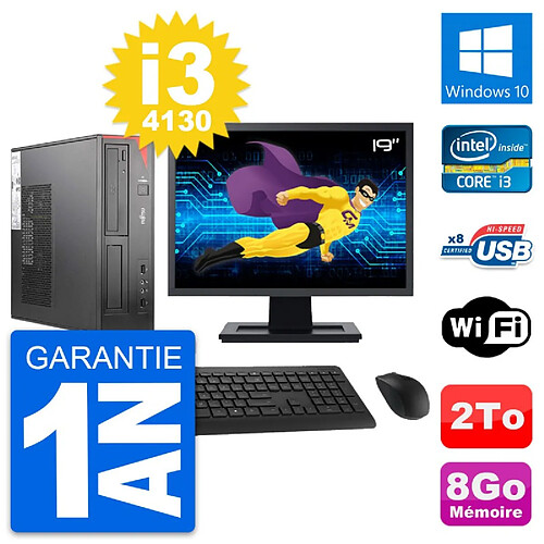 PC Fujitsu E520 DT Ecran 19" Intel i3-4130 RAM 8Go Disque 2To Windows 10 Wifi · Occasion