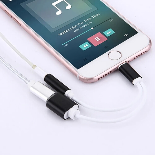 Wewoo Adaptateur Câble chargeur 10cm Lightning 8 broches femelle et audio vers mâle Lightning 8 broches pour iPhone 7 7 Plus, 6s 6 Plus, 6 6 Plus, prise en charge iOS 10.3.1 (Noir)