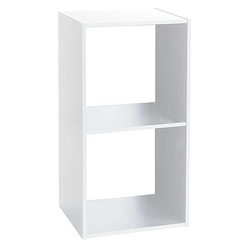 Pegane Étagère avec 2 cases en panneaux de particules coloris blanc - Longueur 34.4 x Profondeur 32 x Hauteur 67 cm