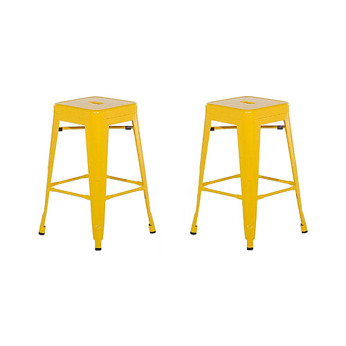 Beliani Tabouret de bar Set de 2 Métal Jaune CABRILLO