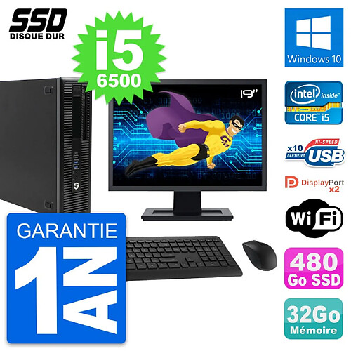 PC HP EliteDesk 800 G2 SFF Ecran 19" i5-6500 RAM 32Go SSD 480Go Windows 10 Wifi · Occasion