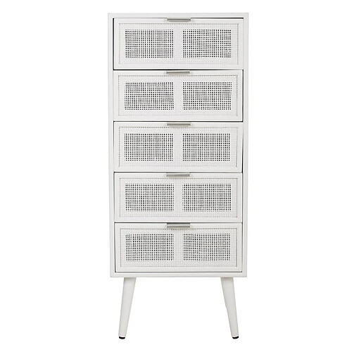 Pegane Chiffonnier, meuble de rangement en bois coloris blanc - Longueur 42 x Profondeur 36,5 x Hauteur 100,50 cm