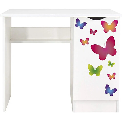 Leomark Bureau blanc avec étagère ROMA - Papillons