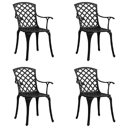 vidaXL Chaises de jardin lot de 4 Aluminium coulé Noir