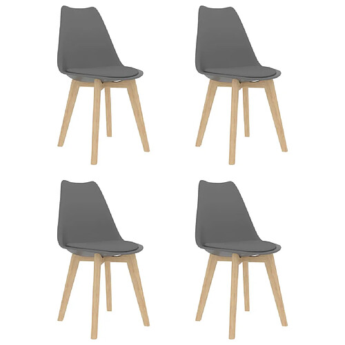 vidaXL Chaises à manger lot de 4 Gris Plastique