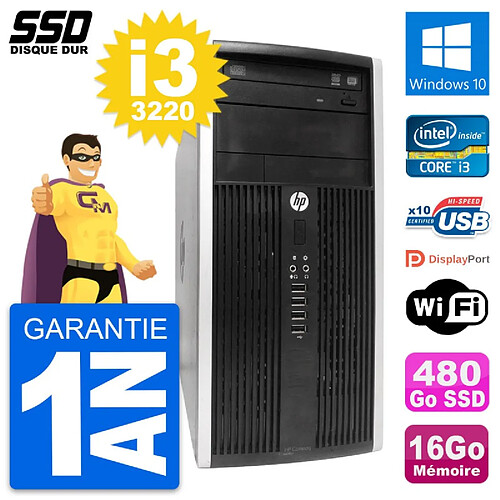 PC Tour HP Compaq Pro 6300 CMT Intel i3-3220 RAM 16Go SSD 480Go Windows 10 Wifi · Occasion