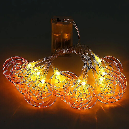 Universal Lumière, batterie, 10 citrouilles LED, conte de fées, lumière, décoration d'Halloween.(Orange)