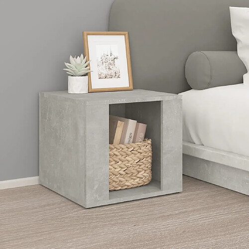 Maison Chic Table de chevet,Table de Nuit,Meuble de Rangement Gris béton 41x40x36 cm Bois d'ingénierie