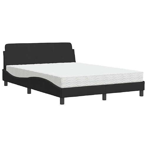 Vidaxl Lit avec matelas noir 120x200 cm velours