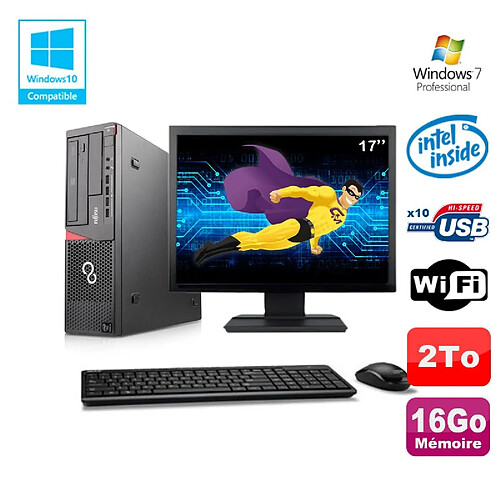 Lot PC Fujitsu E720 E85+ G3220 3GHz 16Go 2000Go Graveur WIFI W7 + Ecran 17" · Occasion