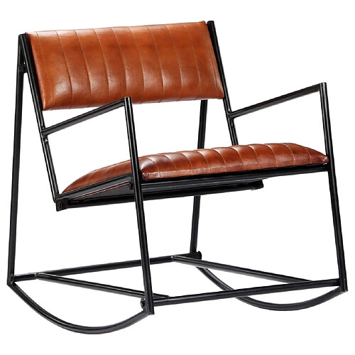 Maison Chic Chaise à bascule | Fauteuil Relax, design moderne Marron Cuir véritable -GKD98021