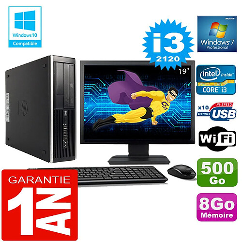 PC HP Compaq 8300 SFF Core I3-2120 Ram 8Go Disque 500 Go Wifi W7 Ecran 19" · Occasion