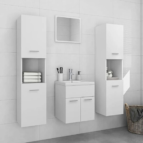 vidaXL Ensemble de meubles de salle de bain Blanc Aggloméré