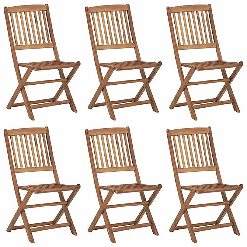 Maison Chic Lot de 6 Chaises pliables de jardin avec coussins - Fauteuil d'extérieur Bois d'acacia -MN61520