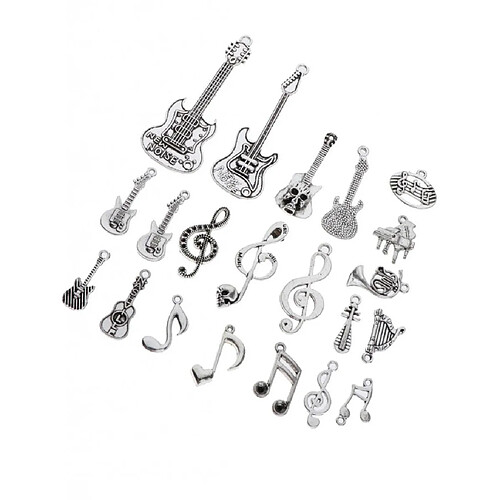 21pcs Symbole De Note De Musique Mixte Bricolage Charmes Pendentifs Trouver De L'argent