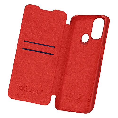 Housse OnePlus Nord N100 Étui Folio Porte-carte Cuir Véritable Qin Nillkin rouge