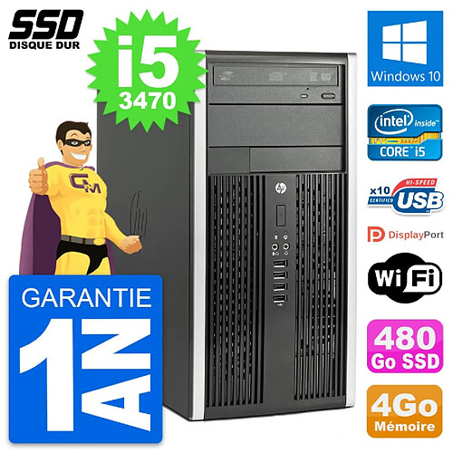 PC Tour HP Compaq Pro 6300 CMT Intel i5-3470 RAM 4Go SSD 480Go Windows 10 Wifi · Occasion