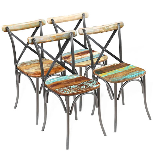 vidaXL Chaises à manger lot de 4 bois de récupération solide