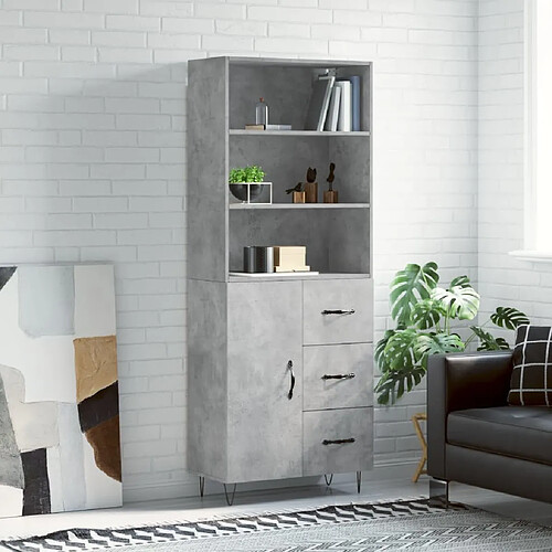 Maison Chic Buffet,Meuble de Rangement,commode pour salon,Cuisine Gris béton 69,5x34x180 cm Bois d'ingénierie -MN89746