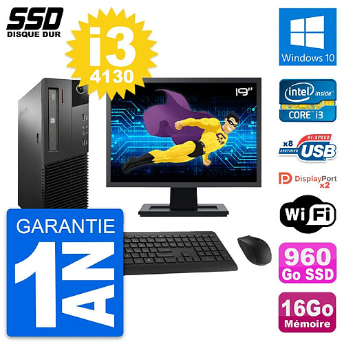 PC Lenovo M93p SFF Ecran 19" Intel i3-4130 RAM 16Go SSD 960Go Windows 10 Wifi · Occasion