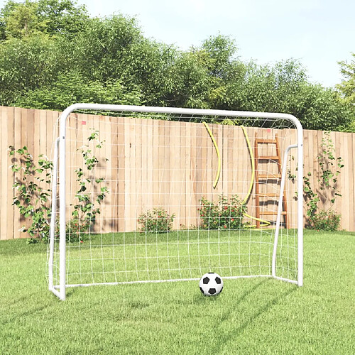 vidaXL But de football et filet blanc 214x75x152 cm acier et polyester