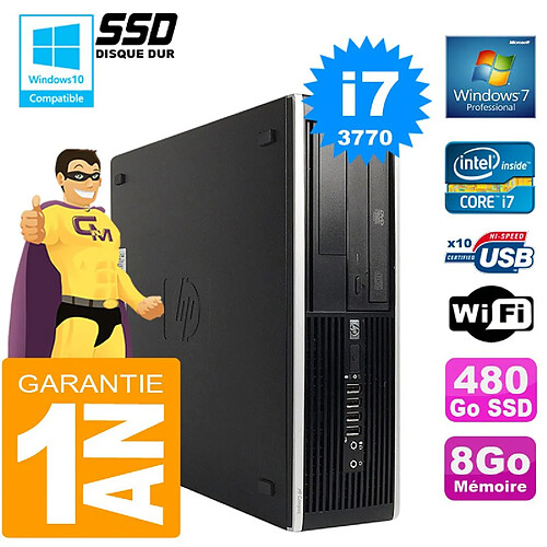 PC HP Compaq 8300 SFF Core I7-3770 Ram 8Go Disque 480 Go SSD Graveur DVD Wifi W7 · Occasion