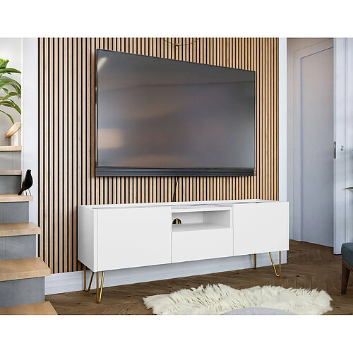 Bestmobilier Cali - meuble TV - effet marbre - 144 cm