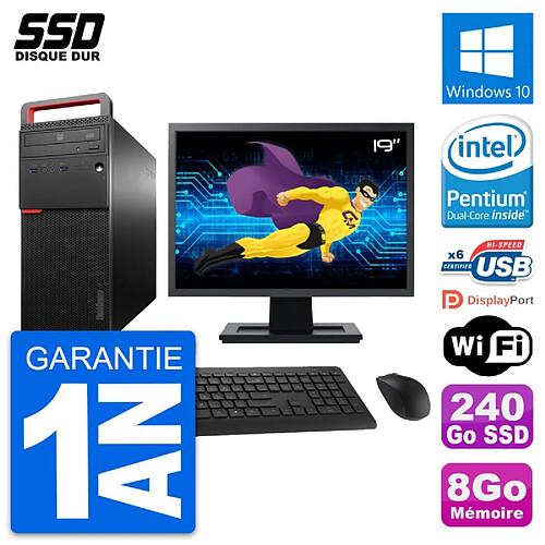 PC Tour Lenovo M700 Ecran 19" Intel G4400 RAM 8Go SSD 240Go Windows 10 Wifi · Occasion