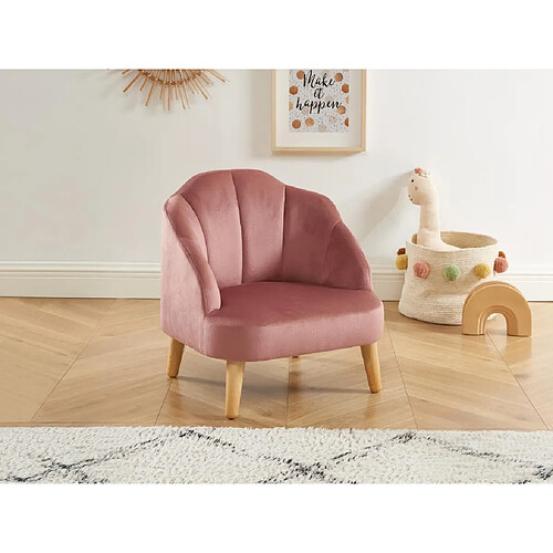 Vente-Unique Fauteuil pour enfant en velours rose COBACA