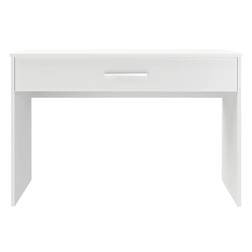 Pegane Bureau en mélamine coloris blanc - Longueur 110 x profondeur 56 x Hauteur 73 cm