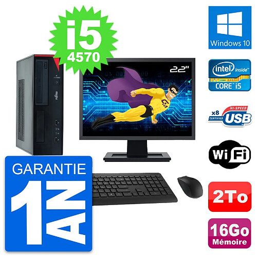 PC Fujitsu E520 DT Ecran 22" Intel i5-4570 RAM 16Go Disque 2To Windows 10 Wifi · Occasion