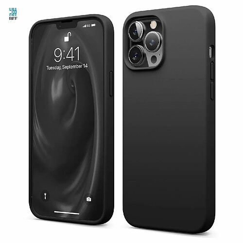 Riffi Coque Riff Thin & Soft en silicone avec intérieur en fibre douce pour Apple iPhone 14 Pro Noir