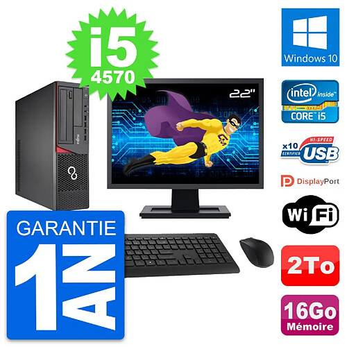 PC Fujitsu E720 DT Ecran 22" Intel i5-4570 RAM 16Go Disque 2To Windows 10 Wifi · Occasion