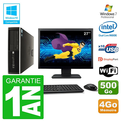 PC HP Compaq 8100 SFF Ecran 27" G6950 RAM 4Go Disque 500Go Graveur DVD Wifi W7 · Occasion