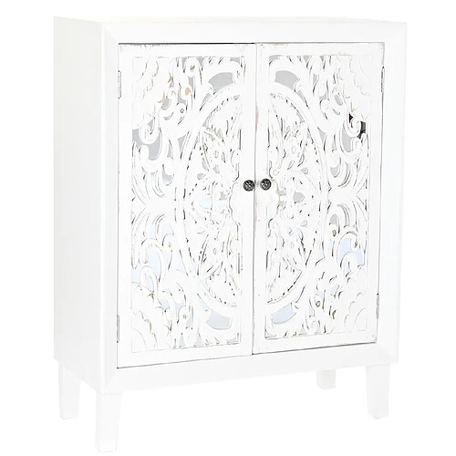 Pegane Commode meuble de rangement en bois de sapin et MDF coloris blanc - Longueur 80 x Hauteur 102 x Profondeur 35 cm