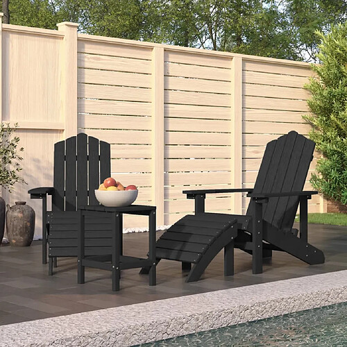 vidaXL Chaises de jardin Adirondack repose-pied table PEHD Anthracite