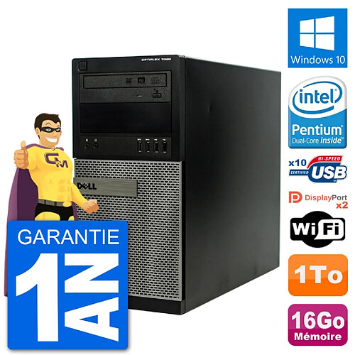 PC Tour Dell 7020 Intel Pentium G3220 RAM 16Go Disque Dur 1To Windows 10 Wifi · Occasion