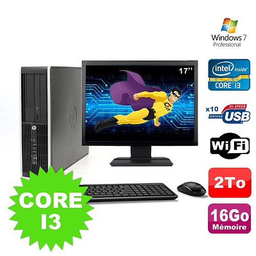 Lot PC HP Compaq Elite 8100 SFF Core I3-530 16Go 2000Go DVD WIFI W7 + Ecran 17" · Occasion