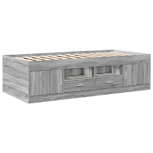 Maison Chic Lit d'appoint | Lit de jour | Lit de repos et tiroirs sonoma gris 100x200cm bois d'ingénierie -GKD49206