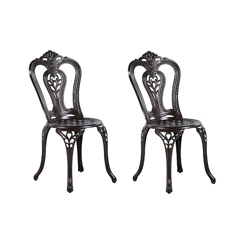 Beliani Lot de 2 chaises Métal Marron foncé BOVINO