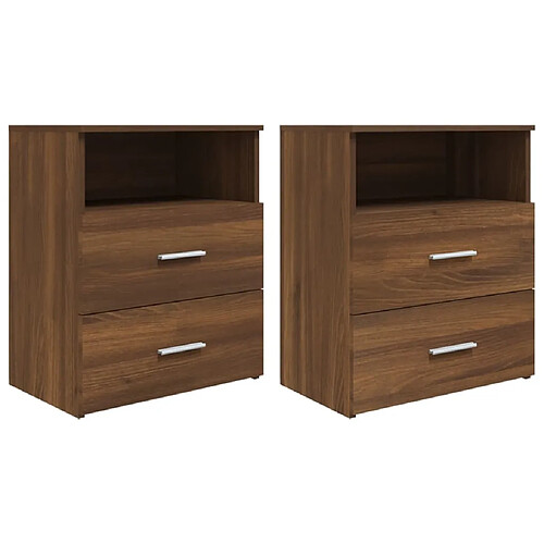 vidaXL Tables de chevet 2 pcs Chêne marron 50x32x60 cm