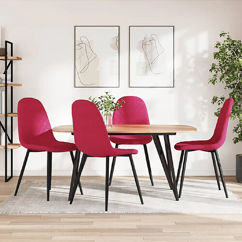 vidaXL Chaises à manger lot de 4 Rouge bordeaux Velours