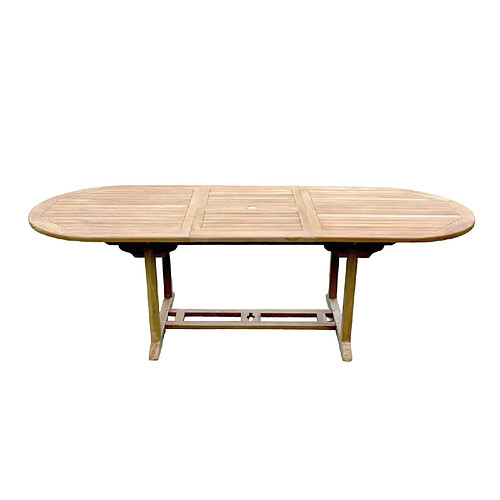 Concept Usine Table de jardin ovale extensible 10 places en teck brut KAJANG