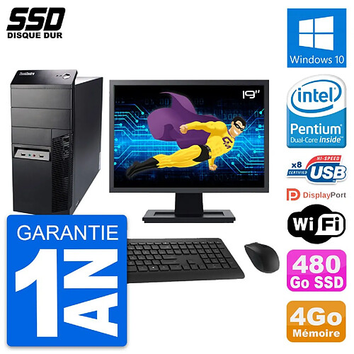 PC Tour Lenovo M91p Ecran 19" Intel G630 RAM 4Go SSD 480Go Windows 10 Wifi · Occasion