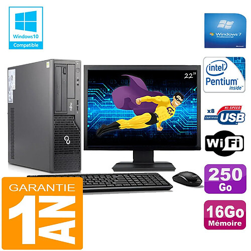 PC Fujitsu Esprimo E500 E85+ SFF G640 RAM 16Go Disque 250Go Wifi W7 Ecran 22" · Occasion