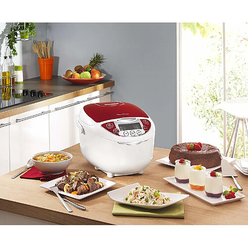 Moulinex Cuiseur multifonction 12 en 1 de 5L avec écran LCD 750W rouge blanc